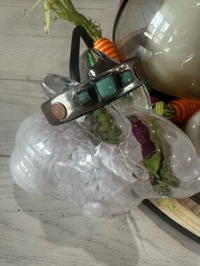 Turquoise Accent Silver Cuff Bracelet